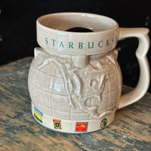 Vintage Retro Starbucks Globe Pedestal Mug 1997